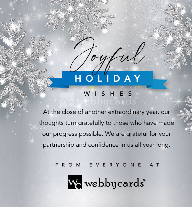 Corporate Holiday Silver Snowflakes Christmas Greeting Card for eMail -  Holiday eCard for Business